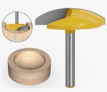 Horizontal crown moulding bit by McJING Tools, showing the cutting edges and design for creating decorative crown moulding profiles.