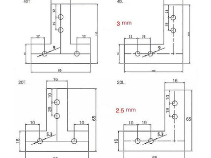 L Shape / T Shape Connector Plate for Aluminum Extrusions