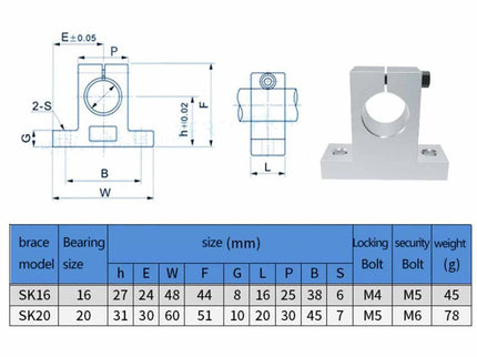 McJING Tools pillow block linear shaft support with metal housing and mounting base, used for stabilizing linear motion systems.