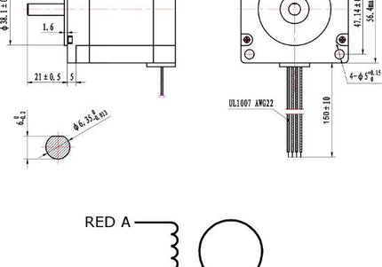 57 Series Stepper Motor - 56mm Length, 6.35mm Shaft (Nema 23)