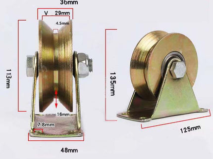 Heavy Duty Steel V-Roller (with Bearing)