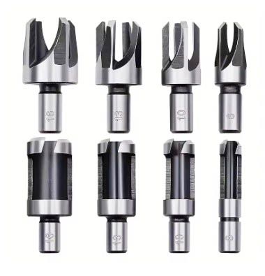 8pc/set Plug Cutter (6mm ~ 16mm) x 52mm 4-Taper 4-Straight
