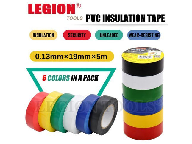 PVC Insulation Tape 0.13x19MMx5M 6Pcs/Pk