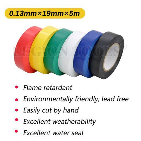 PVC Insulation Tape 0.13x19MMx5M 6Pcs/Pk