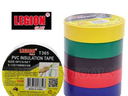 PVC Insulation Tape 0.13x19MMx5M 6Pcs/Pk