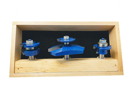 McJING Tools Shaker Set matched rail and stile router bit for woodworking and cabinetry projects.