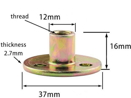4pc Round Plate T-Nut Set (Heavy Duty)