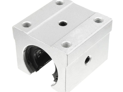 McJING Tools SBR Open Unit Linear Bushing in black, showing the compact linear bearing block with mounting holes on a white background.