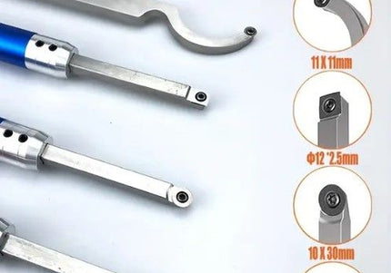 4PC Replaceable Tip Blank + 2PC Aluminum Handle Woodturning Tool Set