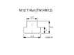 M12 T-Nut 14mm Slot with 22mm Bottom