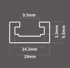 T19 (9.5mm Slot) Double-Cut Universal T-Track
