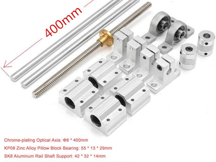 15pc/set T8 Lead Screw Kit - 8mm x 400mm