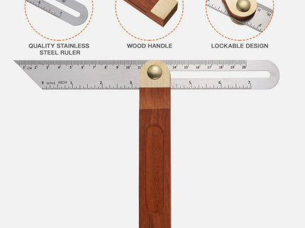 Sliding T-Bevel Square With Wooden Handle