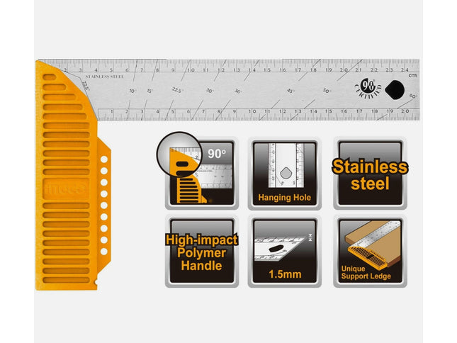 Woodworking Try Square Stainless Steel / Plastic Base
