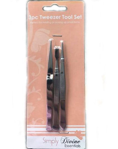 3pc Stainless Steel Tweezer Set
