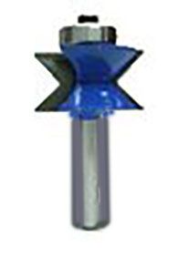 McJING Tools V-Notch Tongue and Groove Edge Bit for woodworking, showing the V-shaped cutting edge and detailed design.