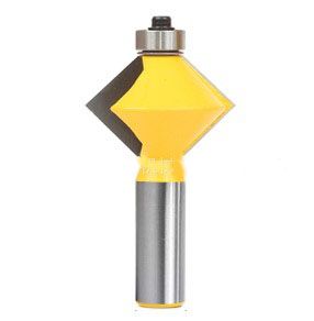 McJING Tools V-Notch Tongue and Groove Edge Bit for woodworking, showing the sharp cutting edges and V-shaped notch design.