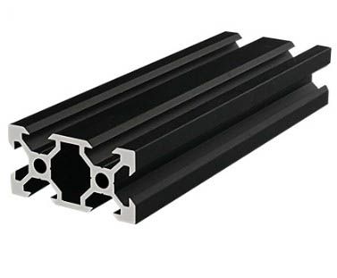Black aluminium V-slot extrusion 20x40mm by McJING Tools, 1000mm length, showing the V-shaped channel and smooth surface.