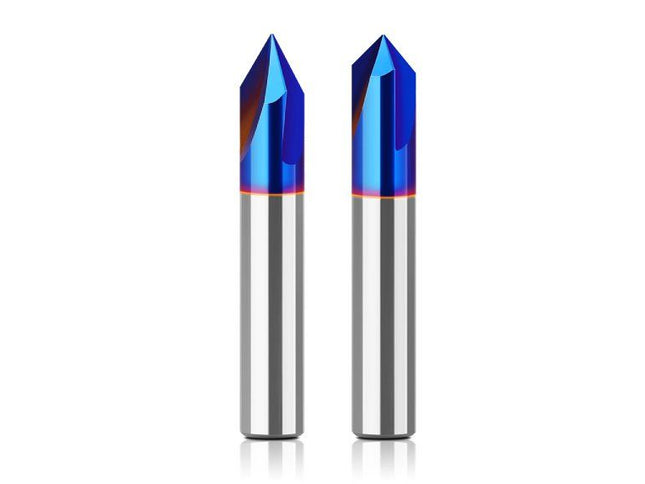 3-Flute Solid Carbide V-Groove Bit ( Nano Blue Coating )