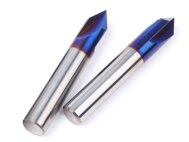 3-Flute Solid Carbide V-Groove Bit ( Nano Blue Coating )