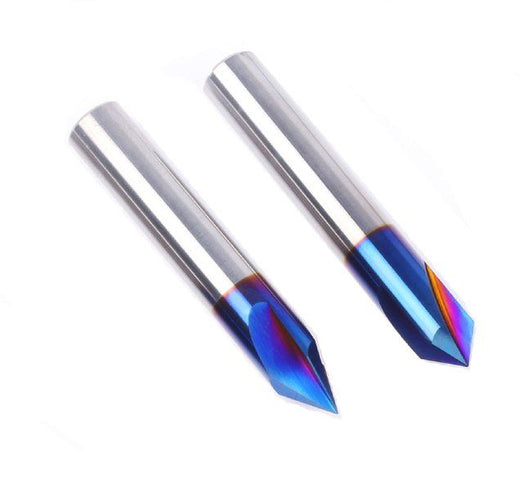 3-Flute Solid Carbide V-Groove Bit ( Nano Blue Coating )