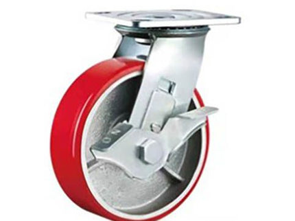 Heavy Duty PU /Cast Iron Wheel Castor (Swivel with Brake) 50mm Wide