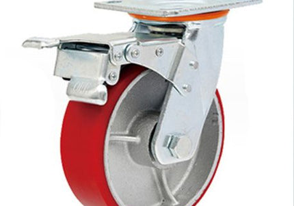 Heavy Duty PU /Cast Iron Wheel Castor (Swivel with Brake) 50mm Wide